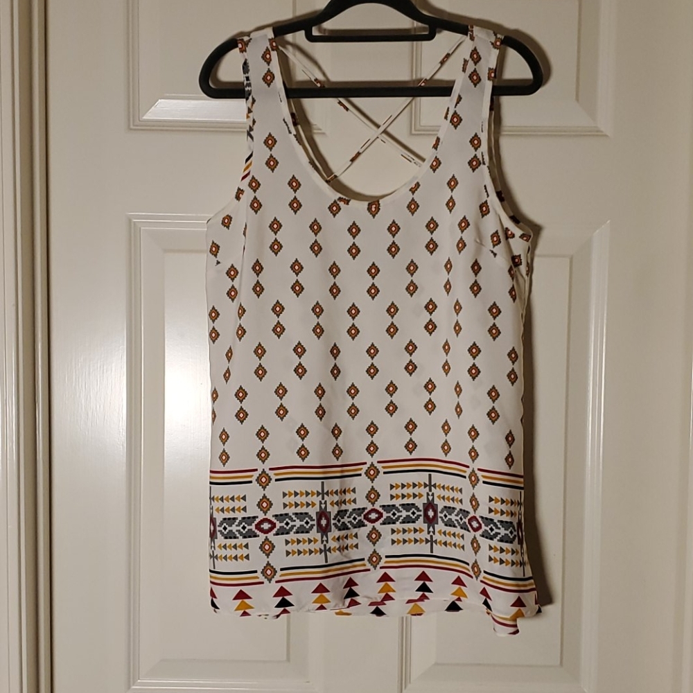 Tribal pattern sleeveless blouse